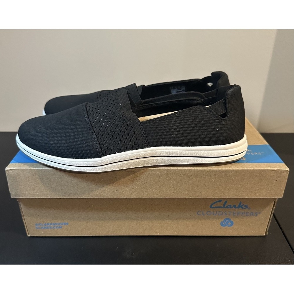 Clarks Cloudsteppers Breeze Vibe Black Slip On Sneakers 261818944070 Womens 9.5